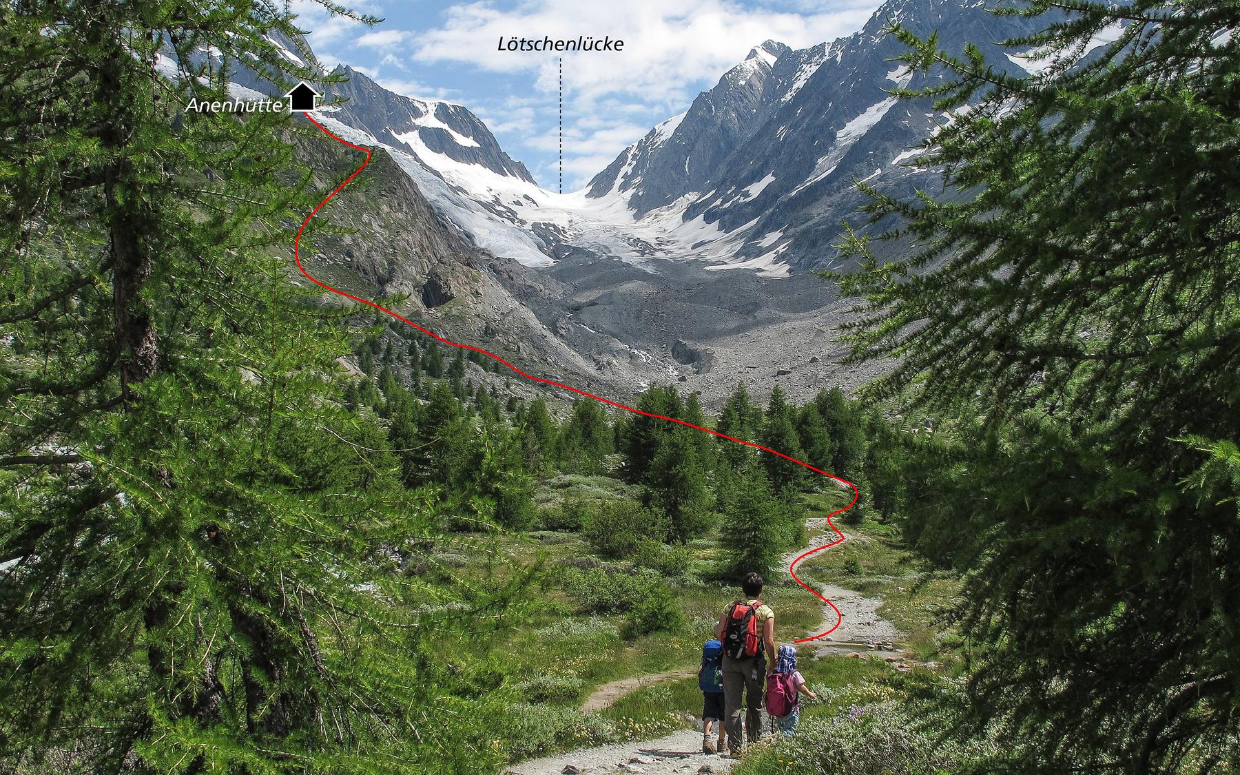 Routenverlauf im hinteren Lötschental.