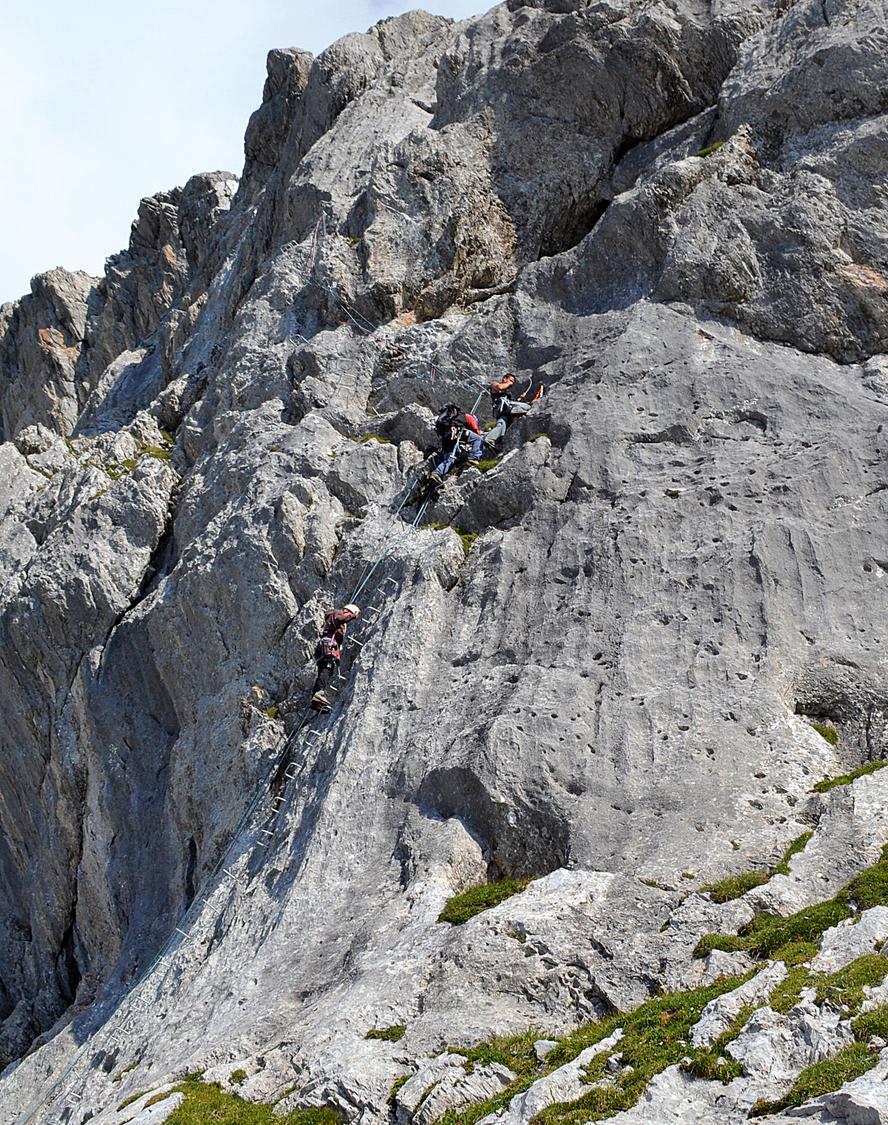 Solid rock, solid equipment: a steep section of the via ferrata.