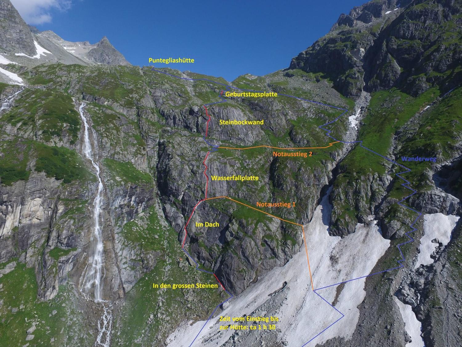 Topo Klettersteig Camona da Punteglias