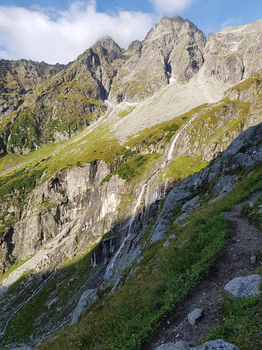 In the steep section.