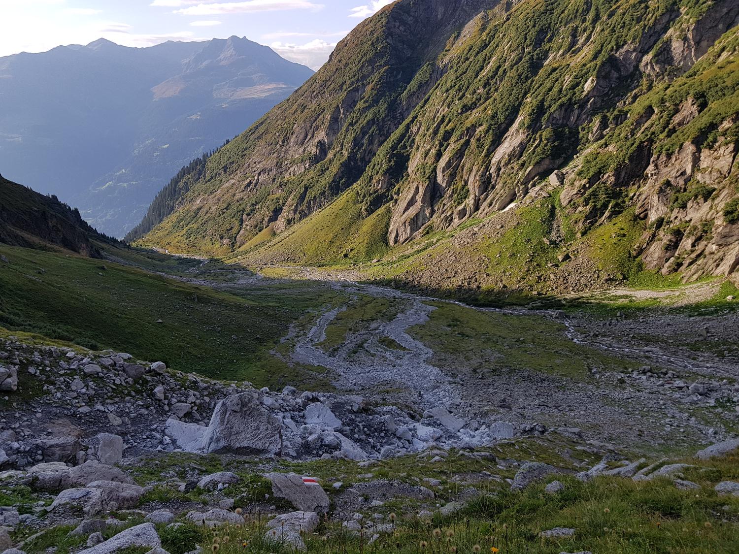 In the steep section.