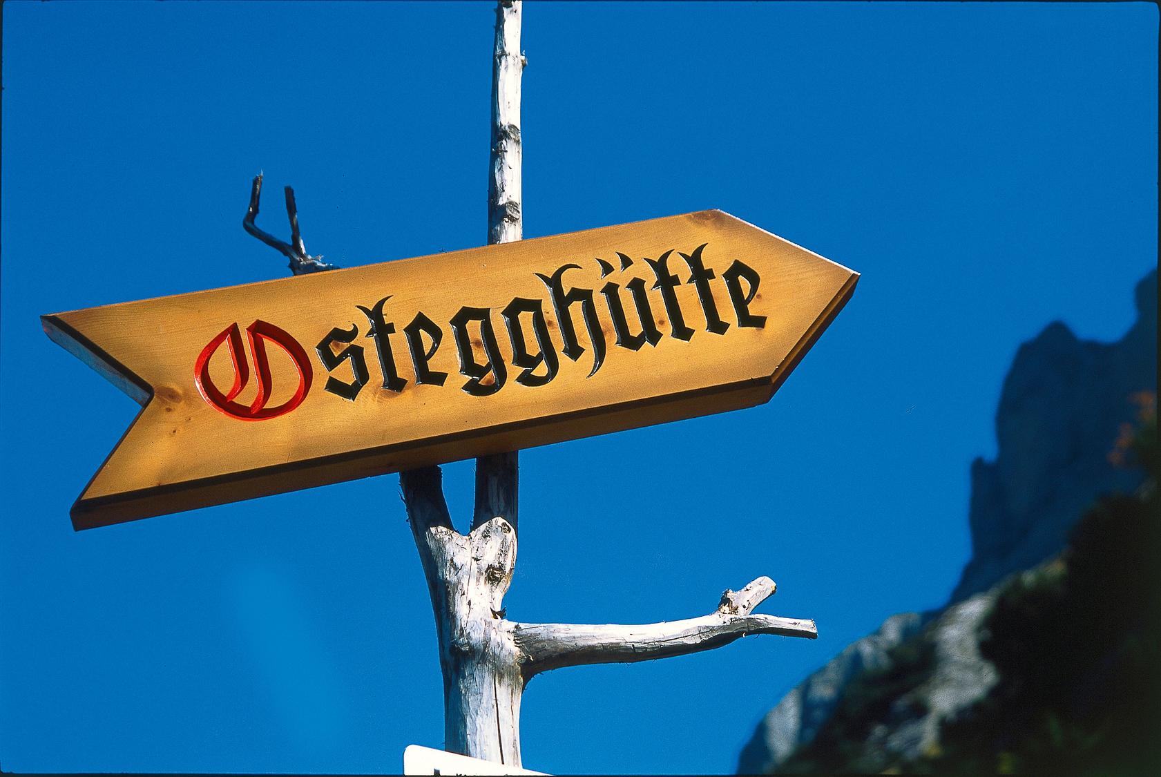 Sign post at the footpath junction.