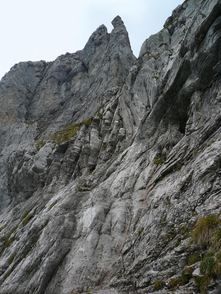 Slippery: the routes starts up this rock slab.