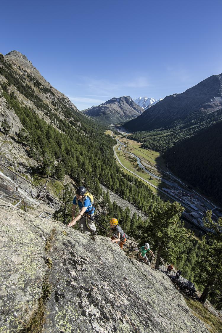 La Resgia via ferrata. Lower slabs.