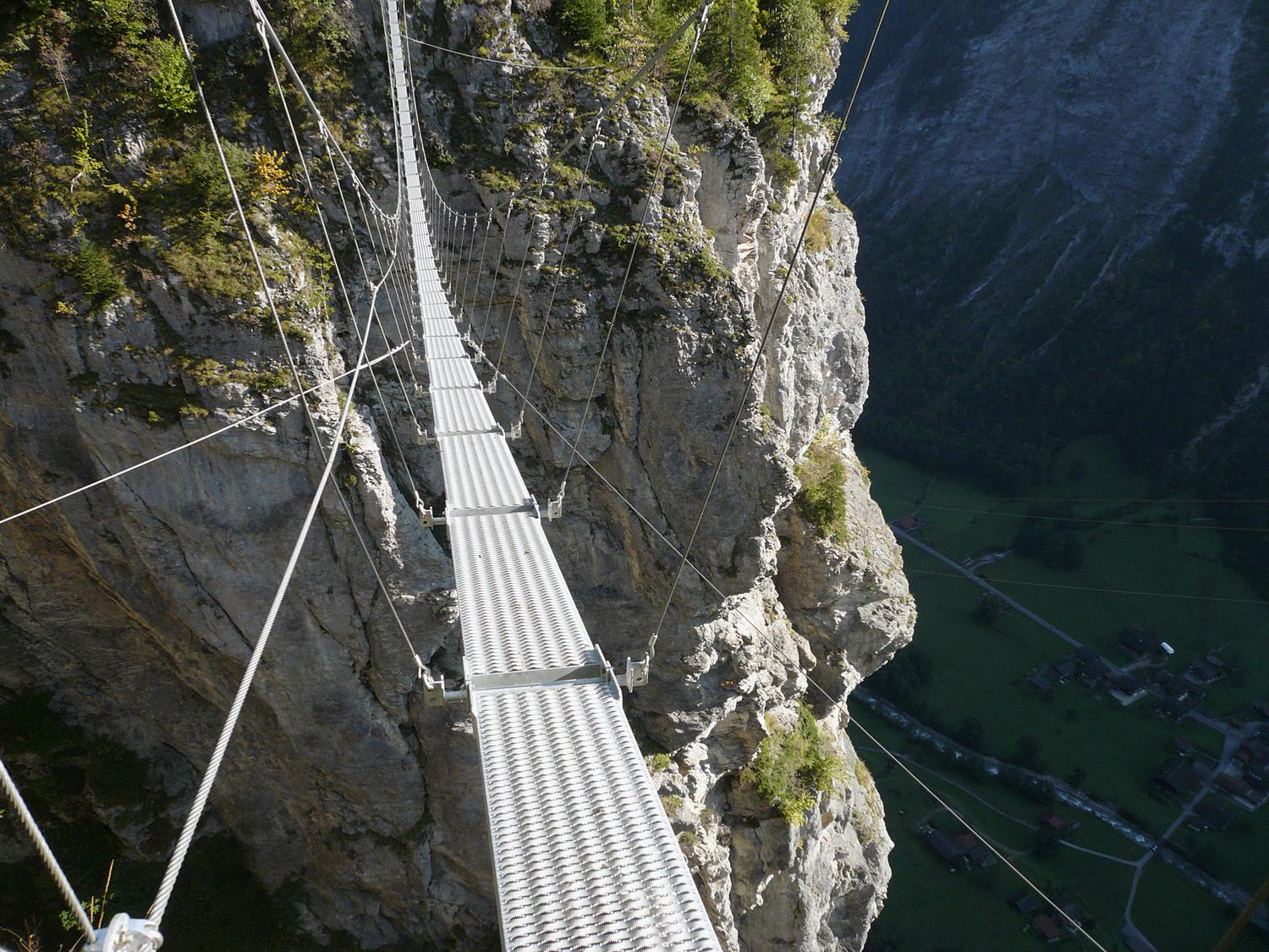Only for the brave! (Looking back across the final suspension bridge).