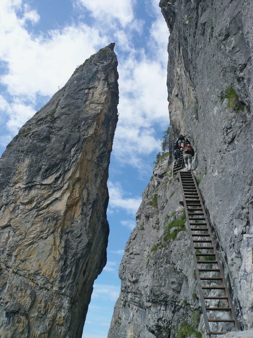 Stairs beside the freestanding tower.