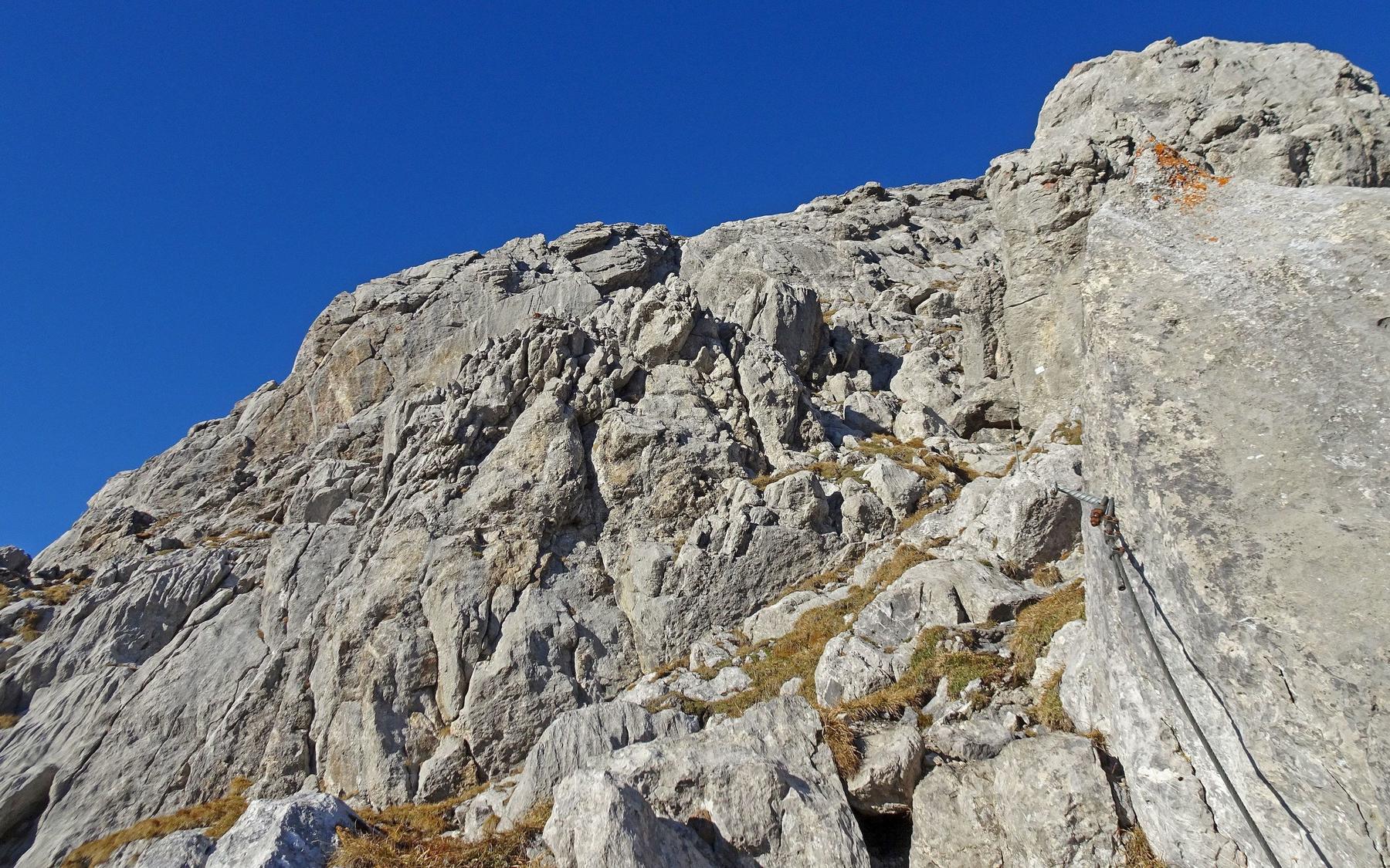 Moderate terrain on the Rigidalstockgrat via ferrata.