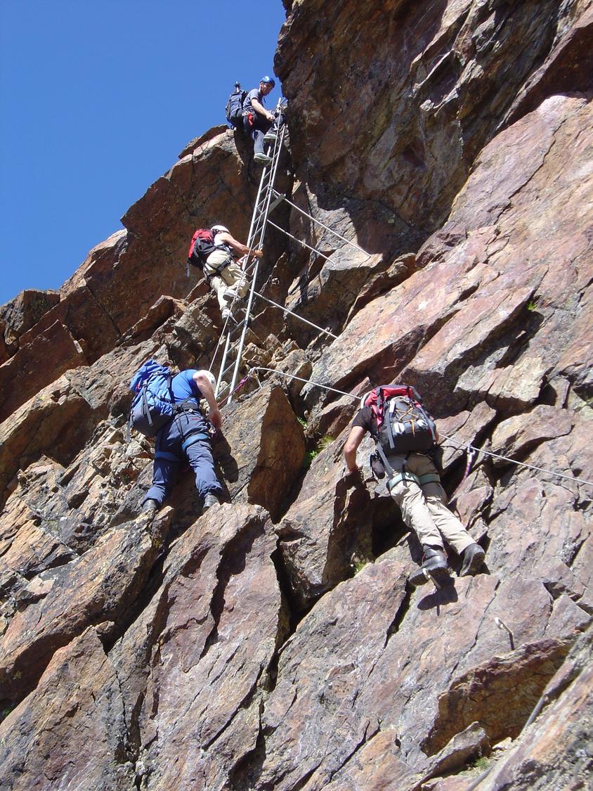 Climbing the Jegihorn via ferrata.