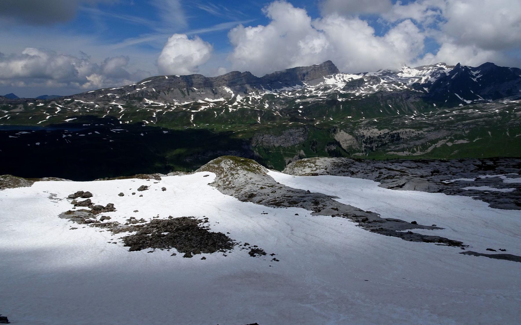 In early summer the upper part of descent offers some glissading in old snow.