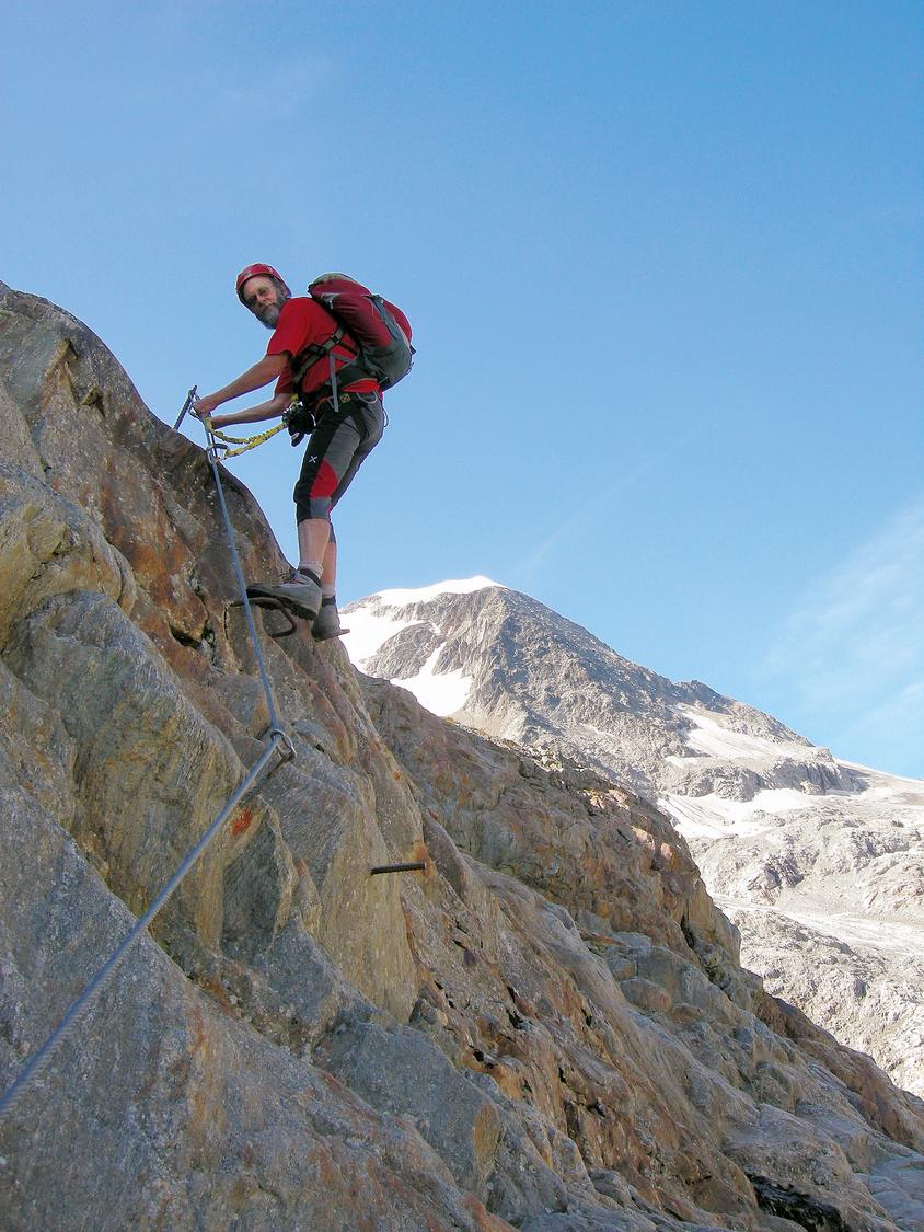 Rock and ice. Lower part of the ferrata.