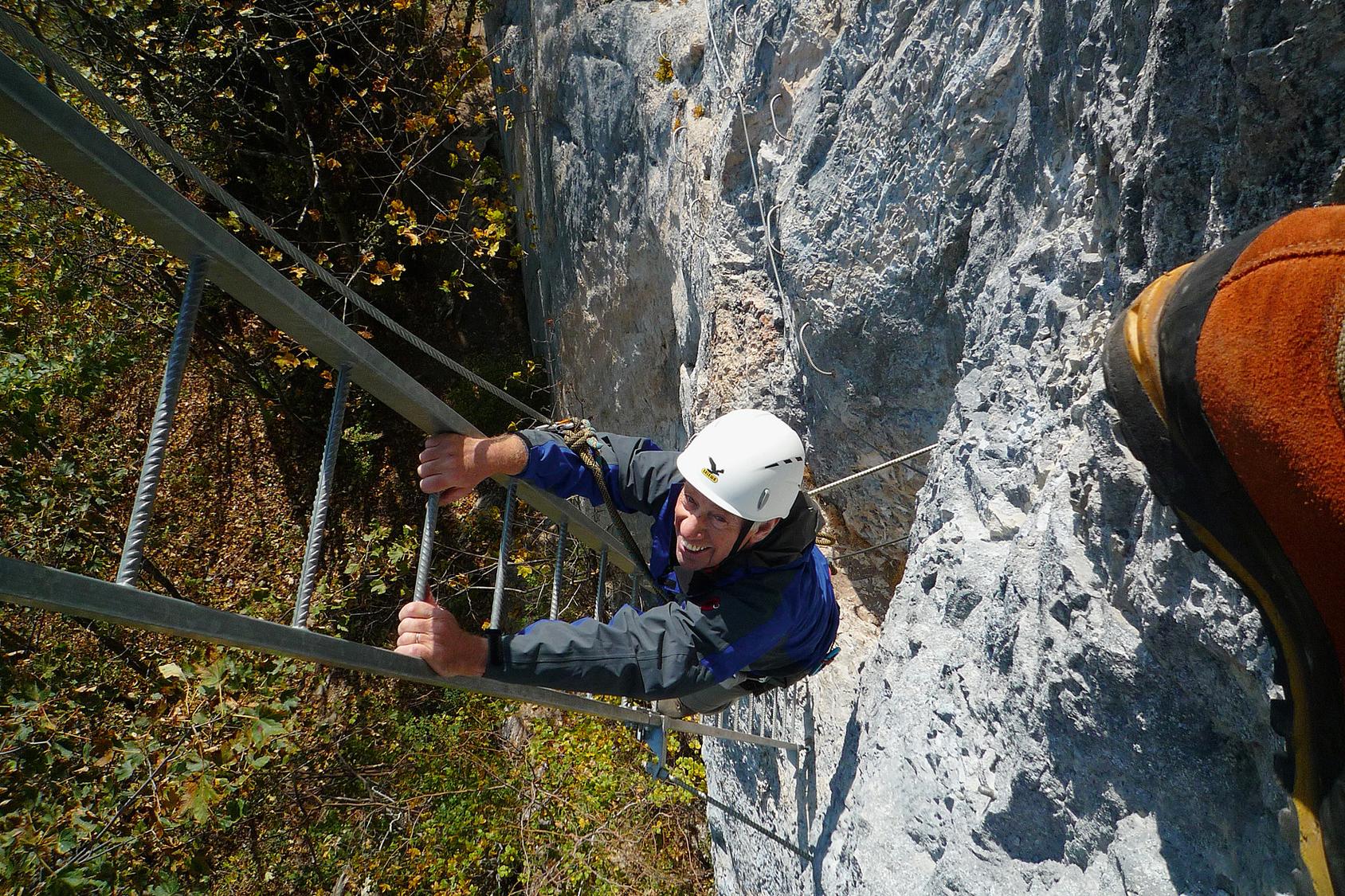 On the outwards hanging ladders. Great fun.