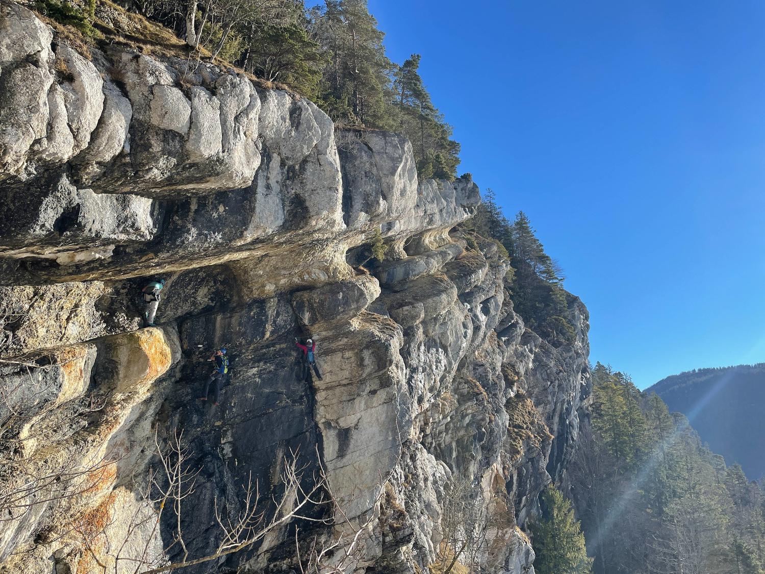 Tichodrome Via Ferrata crux section.
