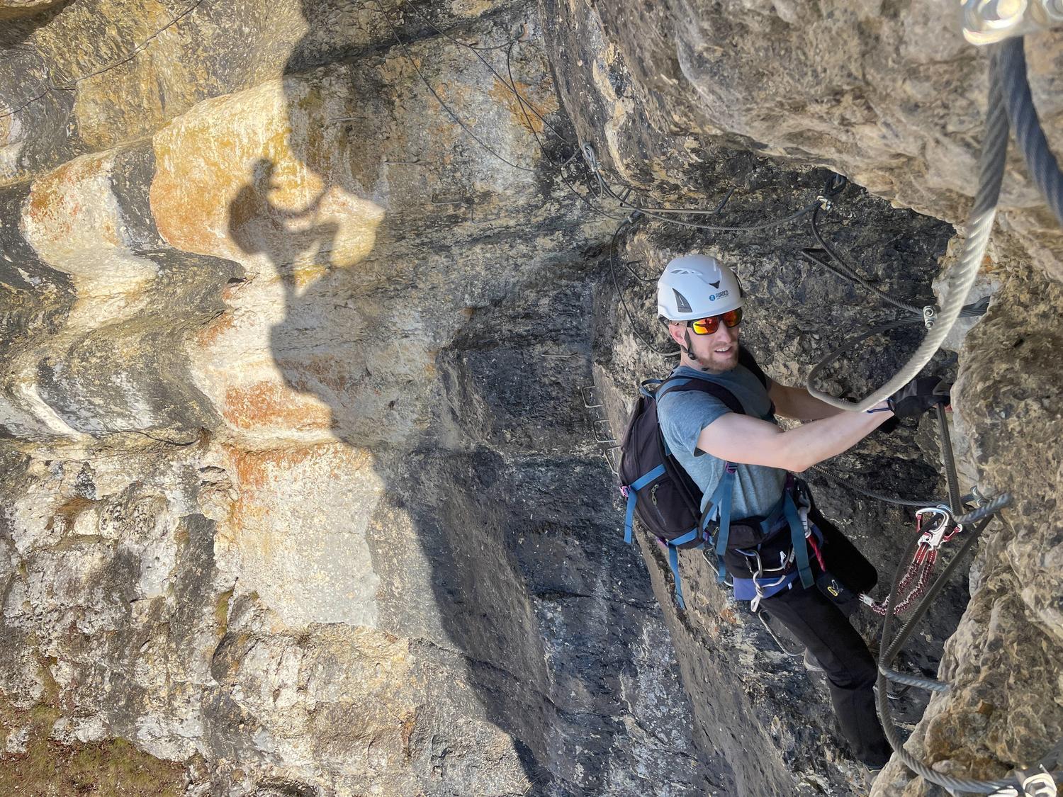 Tichodrome Via Ferrata crux section.